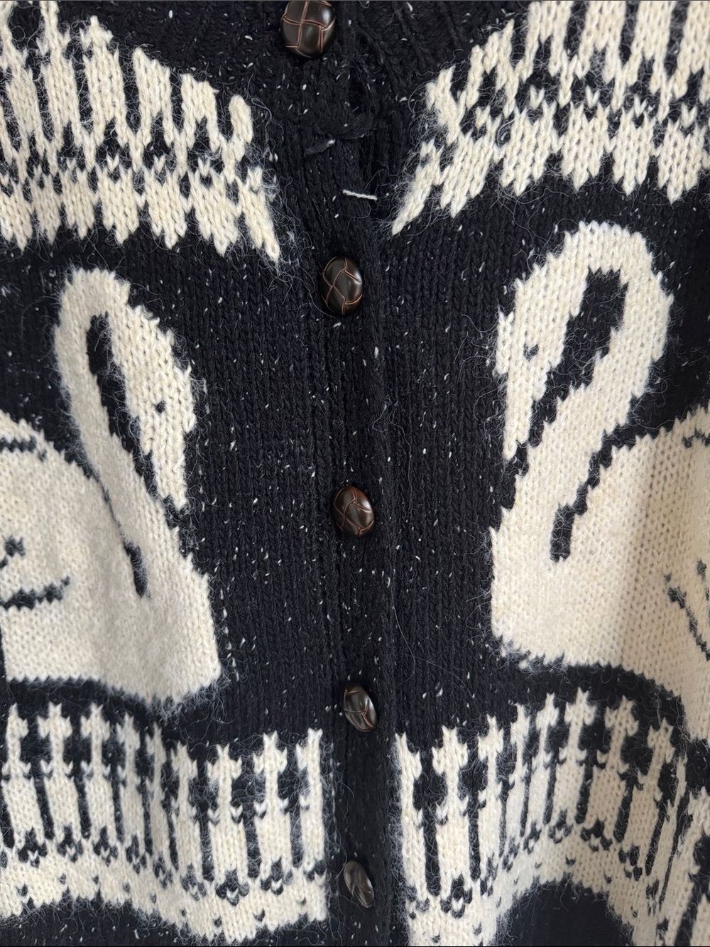 Blu Pepper Black & Cream Swan Knit Cardigan - Picture 6 of 6